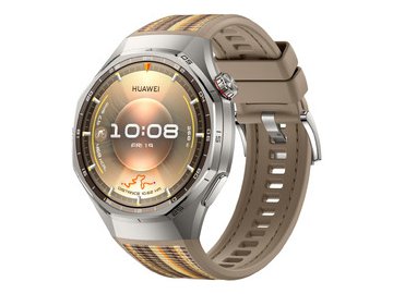 Смарт-часы HUAWEI Watch GT 6 Pro 46mm (ATM-B29) серебристый, с коричневым плетеным ремешком