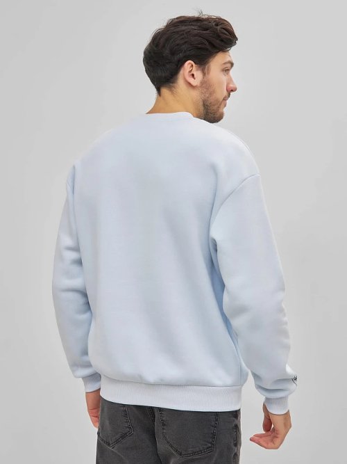 Теплый свитшот голубого цвета с текстовыми принтами, фото 3 из 5