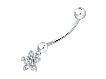 Пирсинг в пупок Diamant, серебро 925 проба