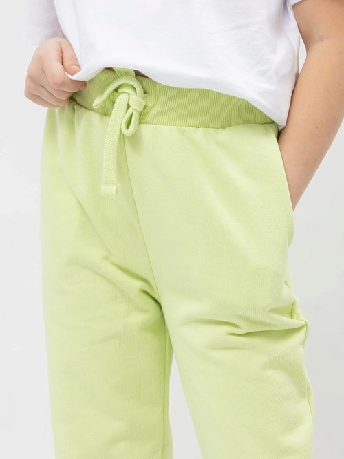 Брюки-джоггеры для девочек в бледно-лаймовом цвете, фото 4 из 5