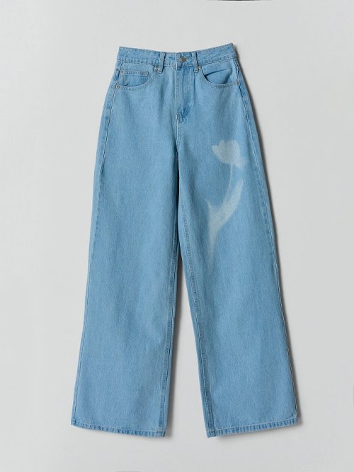 Джинсы Wide leg женские голубые с принтом, фото 5 из 9