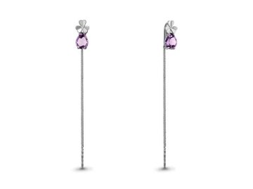 Серьги цепочки Aquamarine, серебро 925 проба, вставка фианит