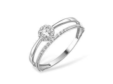 Кольцо декоративное 7 Карат, белое серебро 925 проба, вставка фианит