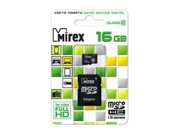 Карта памяти Mirex microSDHC 16GB (13613-AD10SD16)