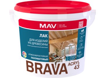 Лак BRAVA ACRYL 43 для изделий из древесины (ВД-АК-1043) полуматовый 5л (5кг)