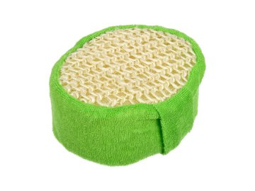 Мочалка из сизаля, объемная, овальная с хлопком, 10х12х5 см, арт. 40091