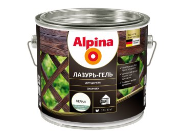 Лазурь-гель для дерева Alpina белый шелковисто-матовая 2,0л/1,86кг
