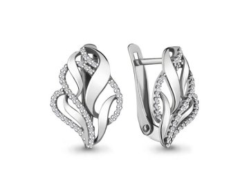 Серьги с английским замком Aquamarine, серебро 925 проба, вставка фианит