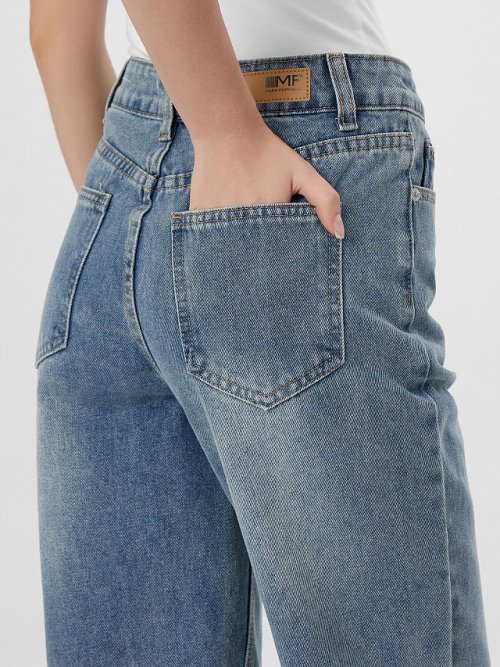 Джинсы женские Mom fit голубые с высокой посадкой, фото 6 из 12