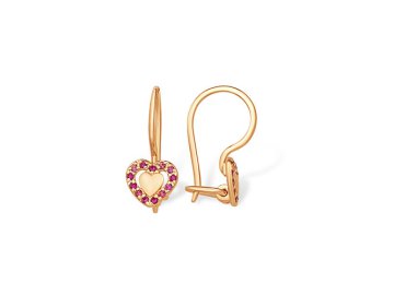 Серьги детские 7 Карат, красное золото 585 проба, вставка фианит