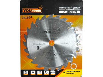 Пильный диск т/с 300/32мм Z24 (дерево, косой зуб уз.+15')  Yourtools
