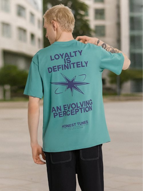 Футболка мужская бирюзовая с надписью "Loyalty is definitely ", фото 1 из 12