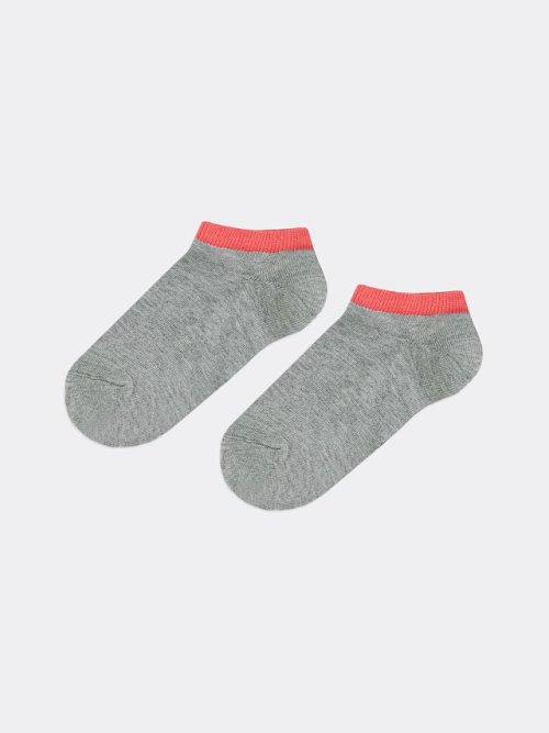 Носки детские короткие серые с цветным бортиком, фото 1 из 6