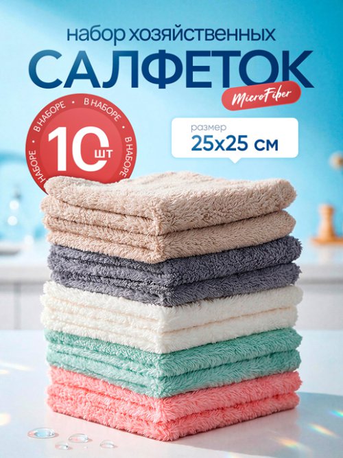 Набор салфеток хозяйственных MicroFiber (10 шт), фото 1 из 16