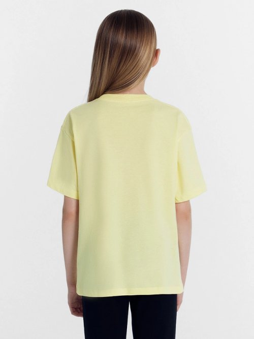 Футболка для девочек желтая с печатью, фото 4 из 6