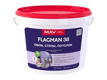 Краска FLAGMAN 38 обои, стены, потолок (ВД-АК-2038) белая матовая  11л (14 кг)