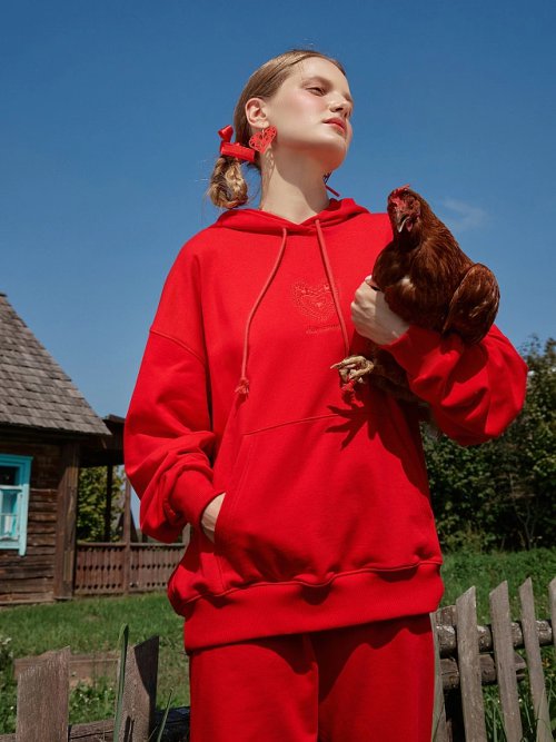 Худи женское багрово-красное с вышивкой "каханне", фото 1 из 28