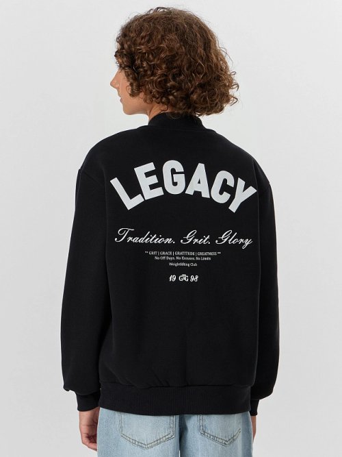 Бомбер для мальчиков черный с принтом "legacy unbroken", фото 3 из 10