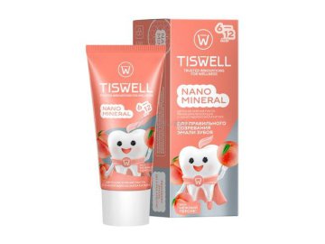 Паста зубная детская TISWELL Нежный персик реминерализующая с наногидроксиапатитом, с 6 лет, 60 г
