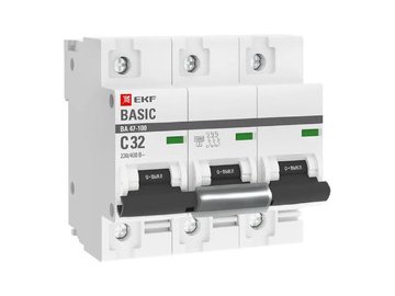 Выключатель автоматический EKF Basic ВА 47-100 3P 32А (C) 10kA