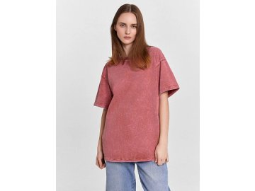 Футболка женская оверсайз терракотовая с обработкой эйсид