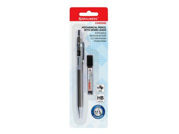 Карандаш BRAUBERG CHROME 181969 0,5 мм + грифели HB 12 шт