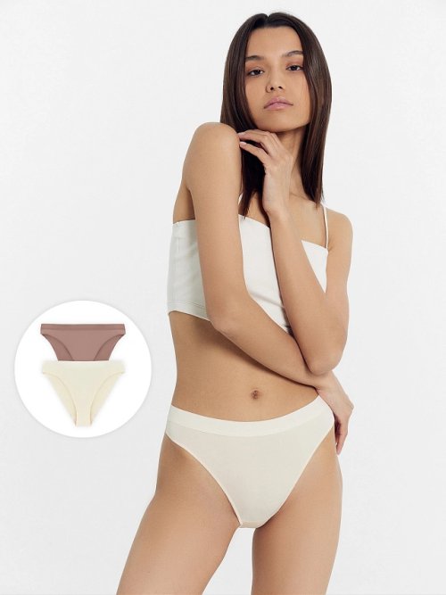 Трусы женские мультипак (2 шт.) в бежевом цвете, фото 1 из 27