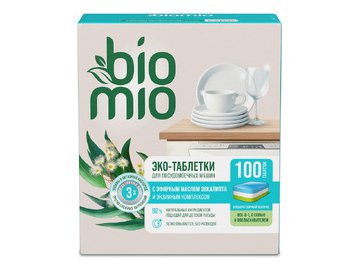 Таблетки для посудомоечной машины BioMio All-in-One с эфирным маслом эвкалипта (100 шт)