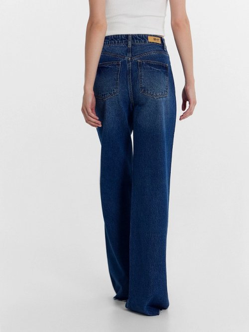 Брюки женские джинсовые wide leg синие, фото 4 из 7