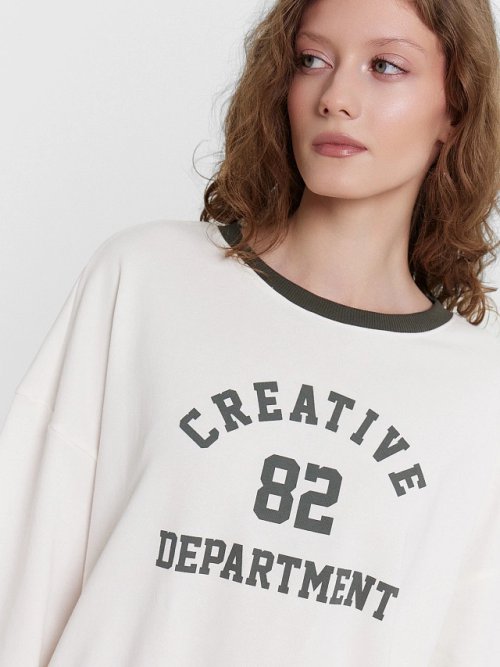 Комплект домашний кремовый с принтом и надписью "creative department", фото 6 из 11