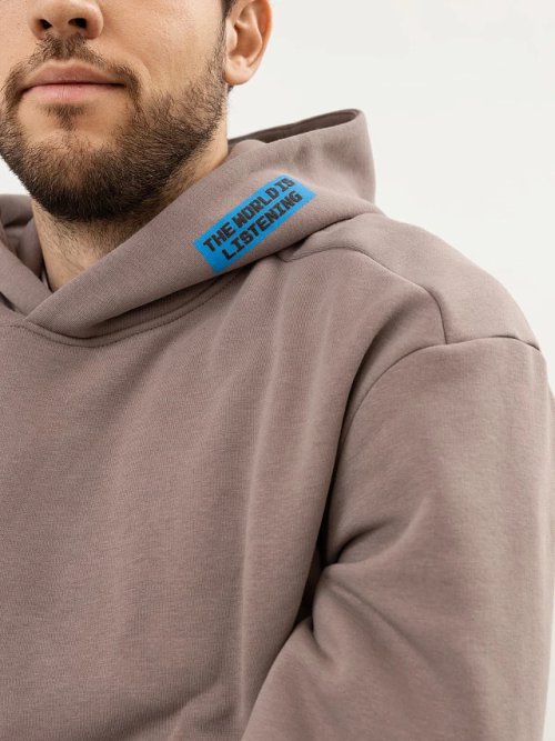 Худи мужское теплое в коричневом цвете, фото 5 из 5