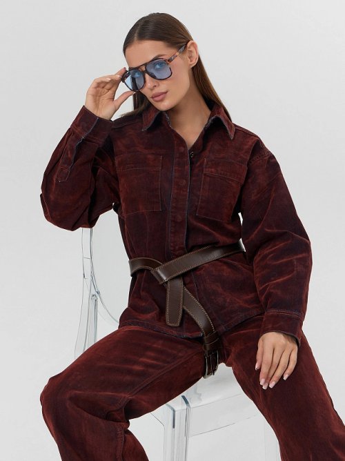 Жакет женский джинсовый бордовый, фото 8 из 8