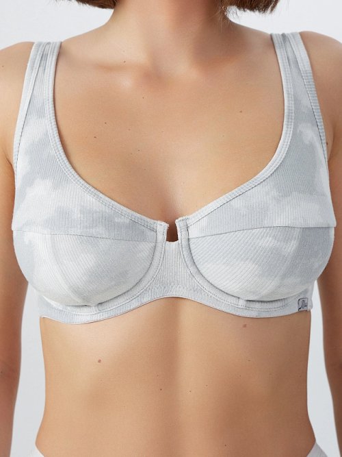 Бюстгальтер женский серый с эффектом тай-дай, фото 1 из 21