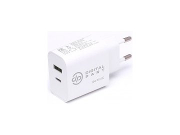 Сетевое з/у digitalpart fc-135 20w с кабелем type-c (белый) Электросила