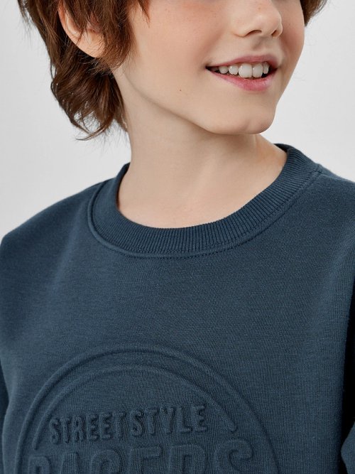 Свитшот для мальчиков синий с надписью "Streetstyle racers", фото 4 из 8