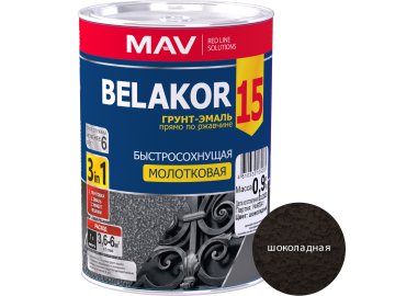 Грунт-эмаль BELAKOR 15 по ржавчине 3 в 1 молотковая шоколадная 1,0л/0,9кг