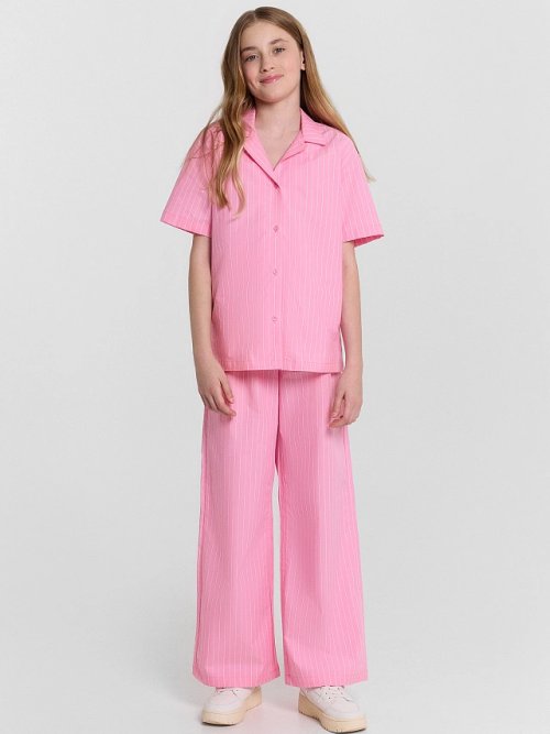 Брюки для девочек розовые в полоску, фото 3 из 5