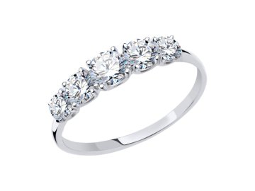 Кольцо дорожка Diamant, белое золото 585 проба, вставка фианит