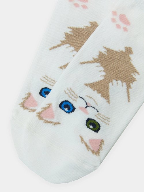 Носки женские белые с рисунком в виде котят, фото 4 из 15