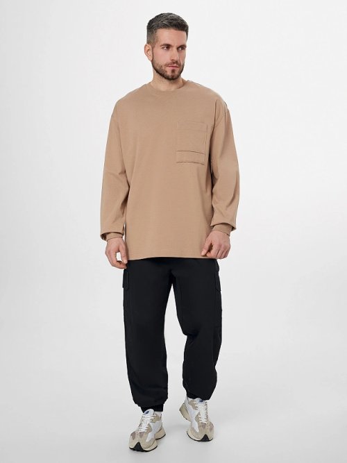 Лонгслив мужской бежевый, фото 3 из 7