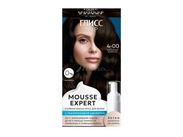 Краска-мусс стойкая для волос ГЛИСС КУР Mousse Expert, тон 4-00, 85 мл