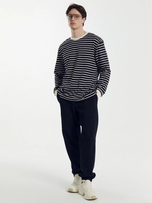 Лонгслив мужской молочный в черную полоску, фото 4 из 9