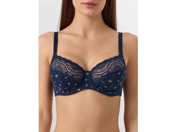 Бюстгальтер женский синий с кружевом