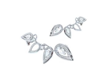 Серьги каффы, серебро 925 проба, вставка фианит