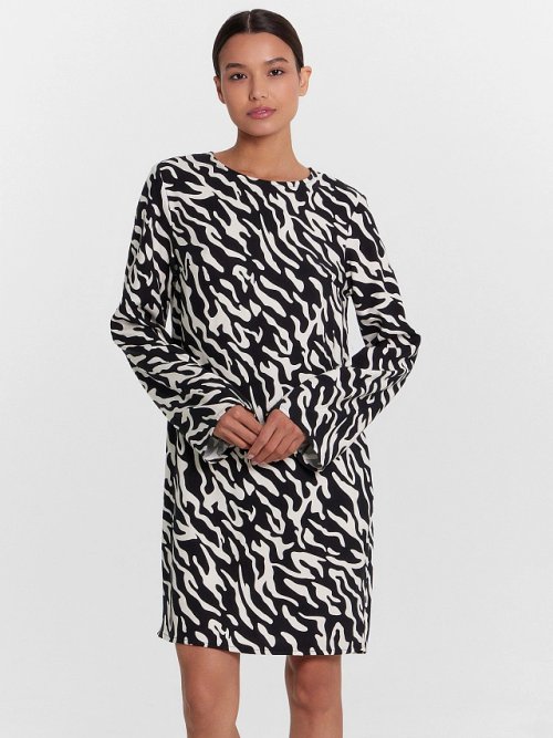 Платье женское черное с принтом "зебра", фото 4 из 6