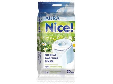 Бумага туалетная влажная AURA Nice 72шт с крышкой