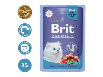 Пауч Brit Premium для котят, Телятина с морковью в желе, 85 г в Минске Зообазар