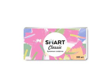 Салфетки бумажные SMART  белые, тисненые, без рисунка, однослойные, 240*230