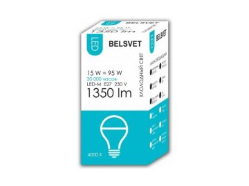 Лампочка belsvet led-m a65 15 w 4000 k e27 (груша) Электросила