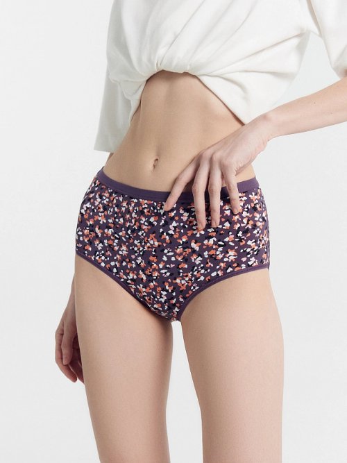 Трусы женские макси фиолетовые с принтом "абстракция", фото 2 из 8